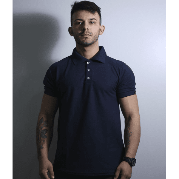 Camiseta Gola Polo Masculina Lisa Azul Team Six 