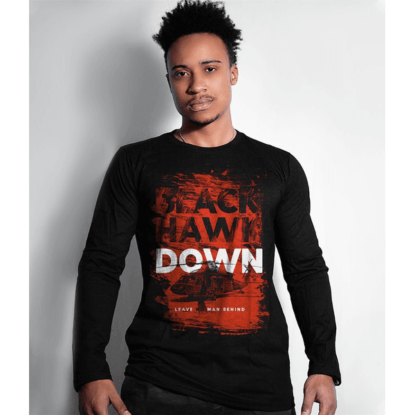 Camiseta Masculina Manga Longa Black Hawk Down Team Six.