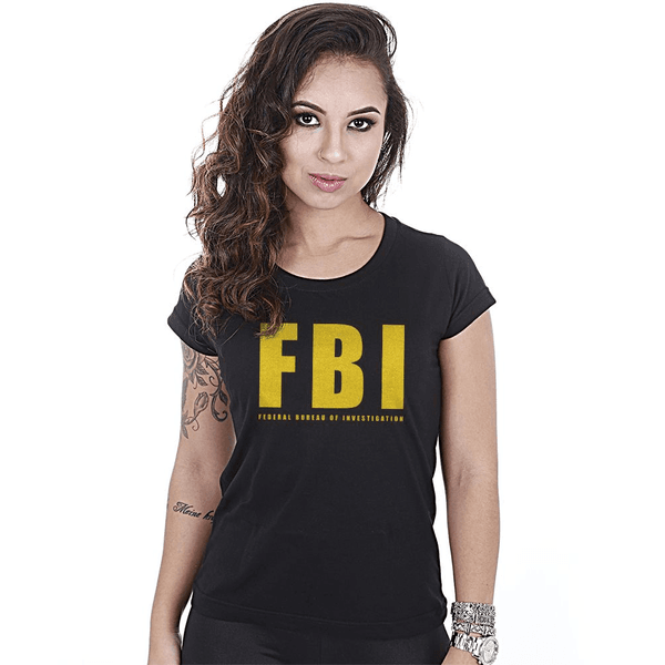 Camiseta Militar Baby Look Feminina FBI Federal Bureau of Investigation