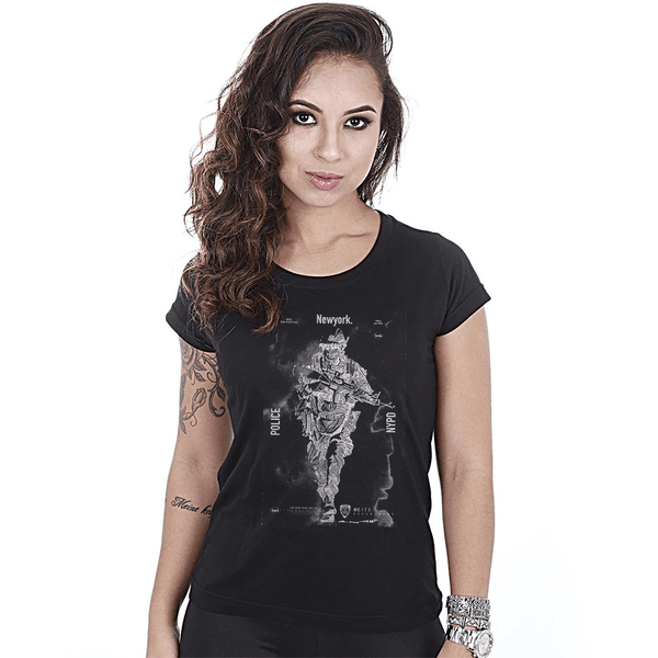 Camiseta Militar Baby Look Feminina New Police
