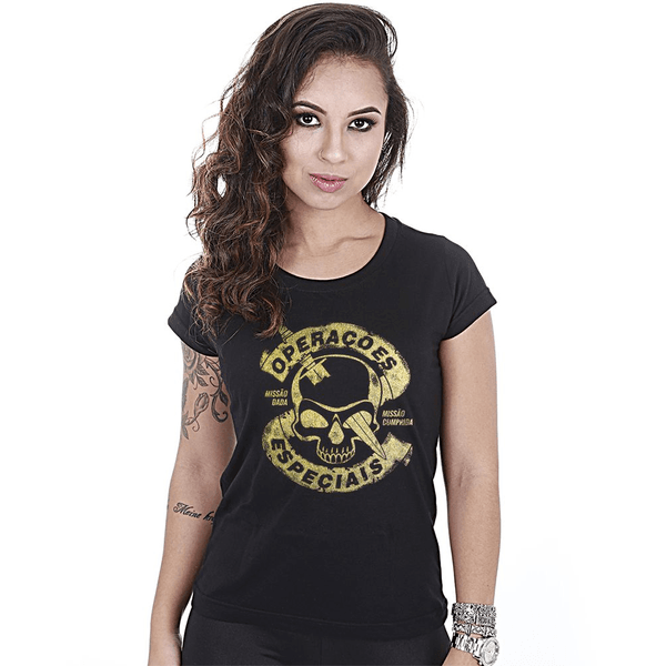 Camiseta Militar Baby Look Feminina Operações Especiais