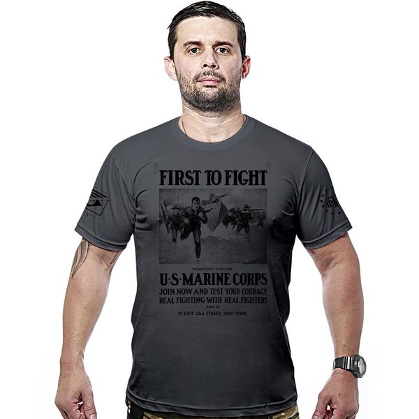 Camiseta Militar First To Fight Marines Hurricane Line