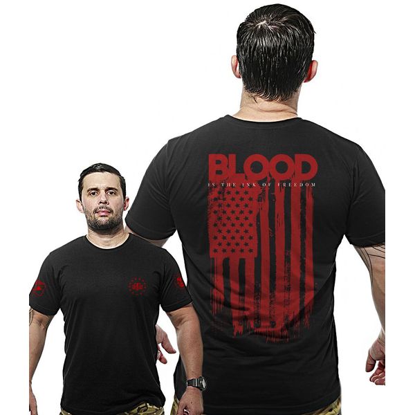 Camiseta Militar Wide Back Blood Is The New Ink Of Freedom