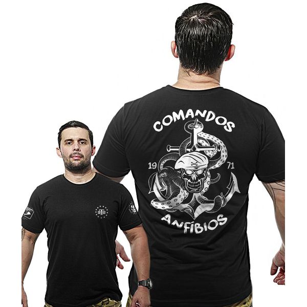 Camiseta Masculina Militar Wide Back Comandos Anfíbios Team Six.