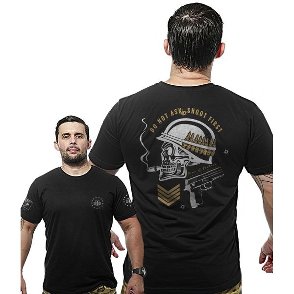 Camiseta Militar Wide Back Do Not Ask Shoot First