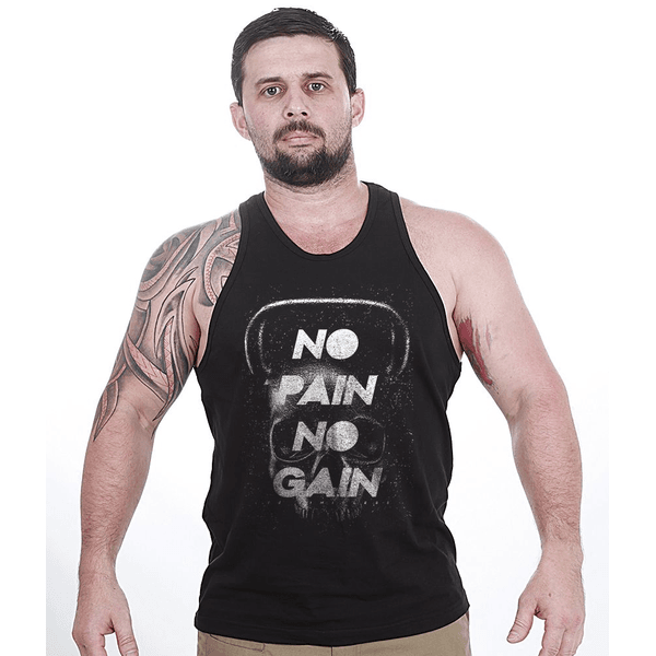 Camiseta Regata No Pain No Gain Skull