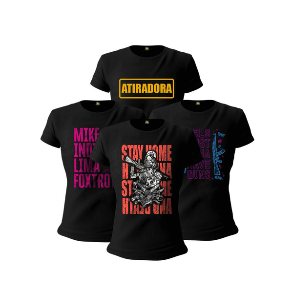 Kit 04 Camisetas Militares Baby Look Feminina Dressed To Kill Team Six - Preço promocional 4 unidades ou mais