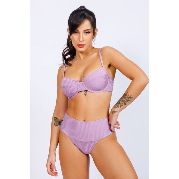Conjunto de Biquíni Retro Hot Pants - Lilas