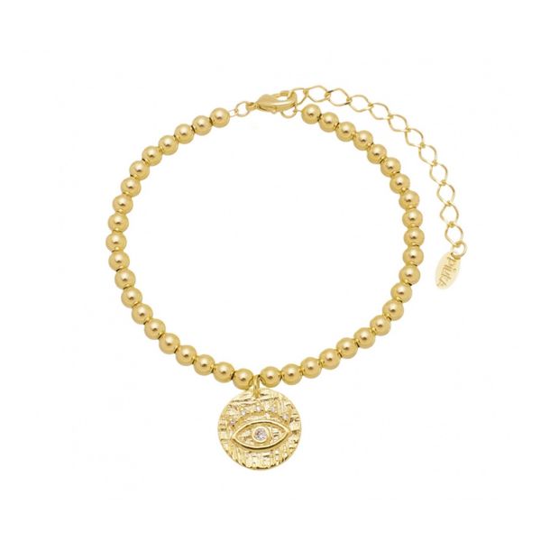Pulseira Medalha Olho Grego Ouro