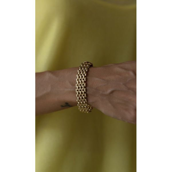 Pulseira Malha Elos Relógio Ouro