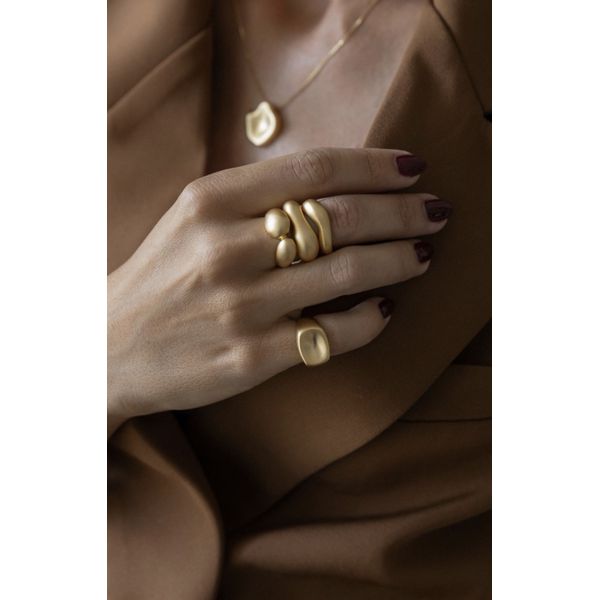 Anel Duplo Acetinado Ouro