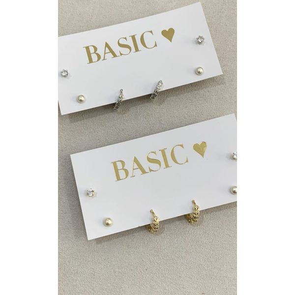 Trio Brinco Minimalista Ouro