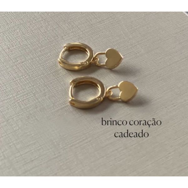 Argola Coração Cadeado Ouro