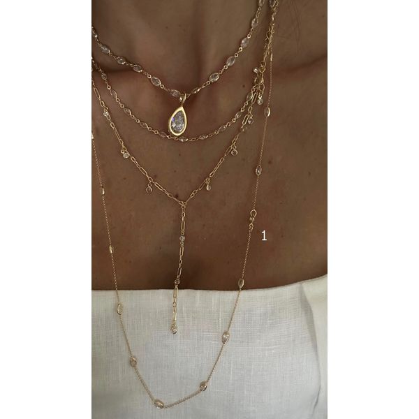 Colar Longo Zircônia Oval Ouro