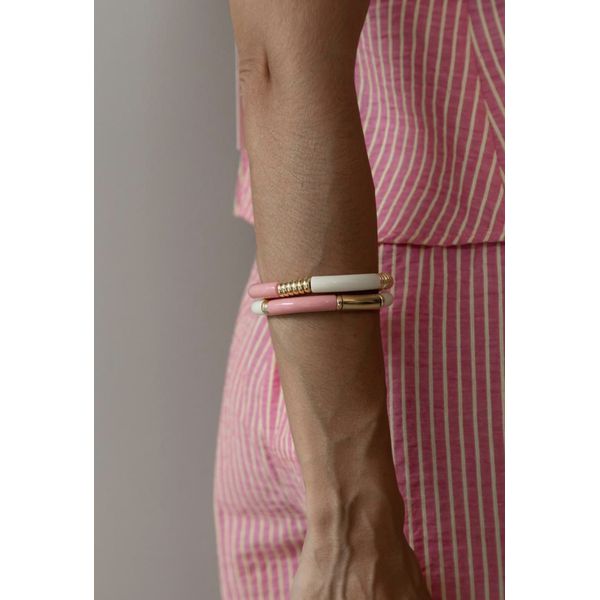 Bracelete Rosa e Off White Ouro