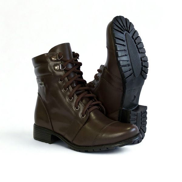 Coturno Militar/Motoqueiro – Couro Legítimo 100% Disponível na cor Marrom (Café)