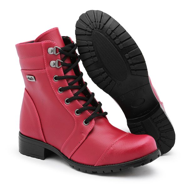 Coturno vermelho Feminino Militar Motoqueiro Botinha Bota 