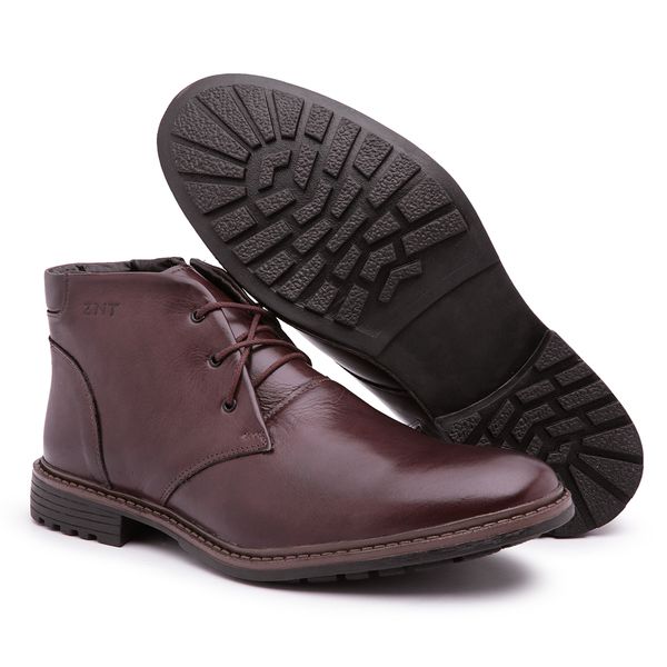 Coturno Masculino em Couro Nobre com Zíper Lateral