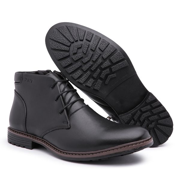 Coturno Masculino em Couro Nobre com Zíper Lateral