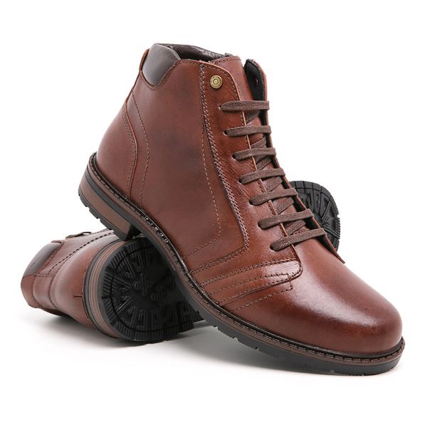 Bota, Coturno Masculino Leve Em Couro Palmilha Gel, Promoção 
