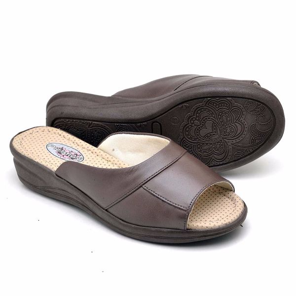 Tamanco Couro Senhora Chinelo Calçado Feminino Anatômico 
