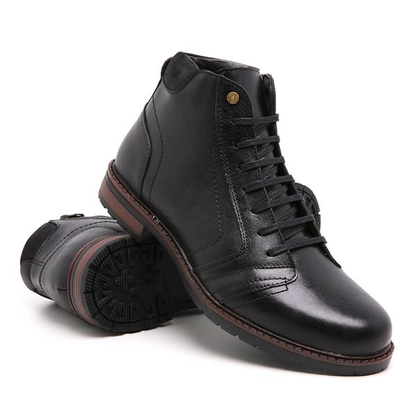 Bota, Coturno Masculino Leve Em Couro Palmilha Gel, Promoção 