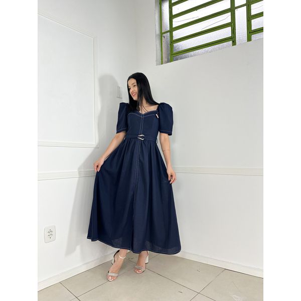 Vestido Linho Marinho