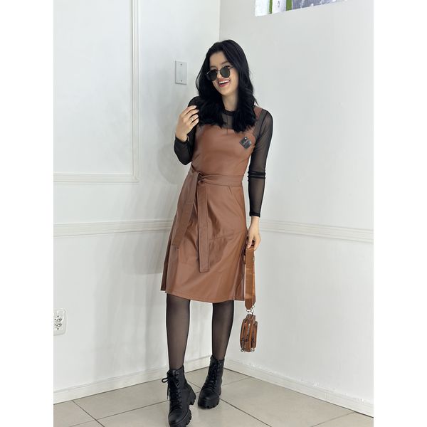 Vestido Courino Marrom 