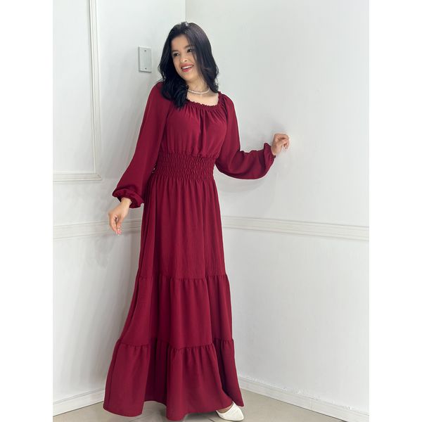 Vestido longo Marsala 