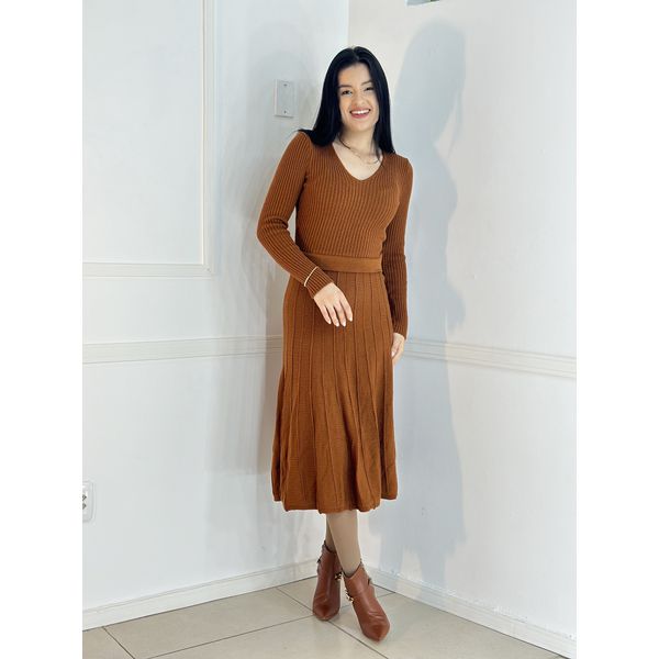 Vestido Tricô Caramelo 
