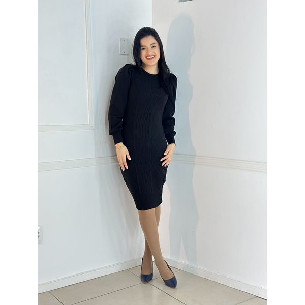 Vestido Tricô Preto 