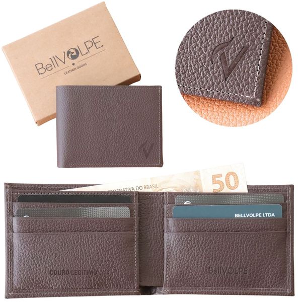 Carteira Masculina Horizontal Couro Legítimo Cor Marrom