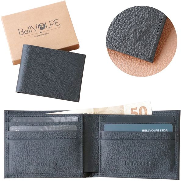 Carteira Masculina Horizontal Couro Legítimo Cor Preta