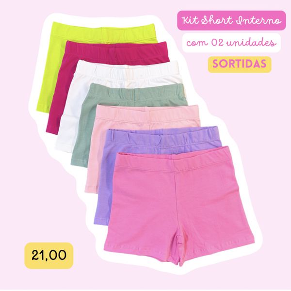 KIT SHORT INTERNO INFANTIL (CORES SORTIDAS) - 02 UNIDADES