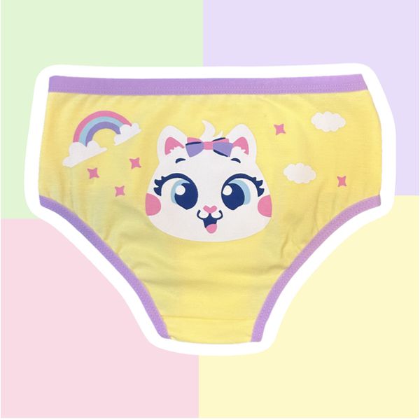 CALCINHA INFANTIL - GATINHA (AMARELO BEBÊ)