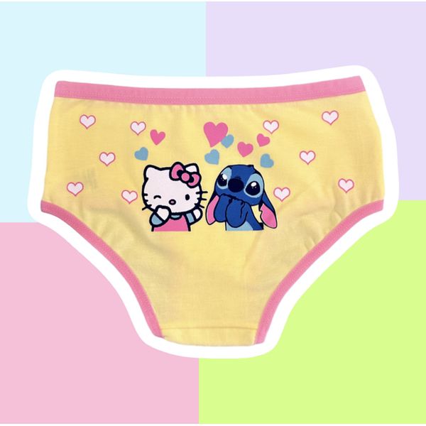 CALCINHA INFANTIL - STITCH E HELLO KITTY AMARELO