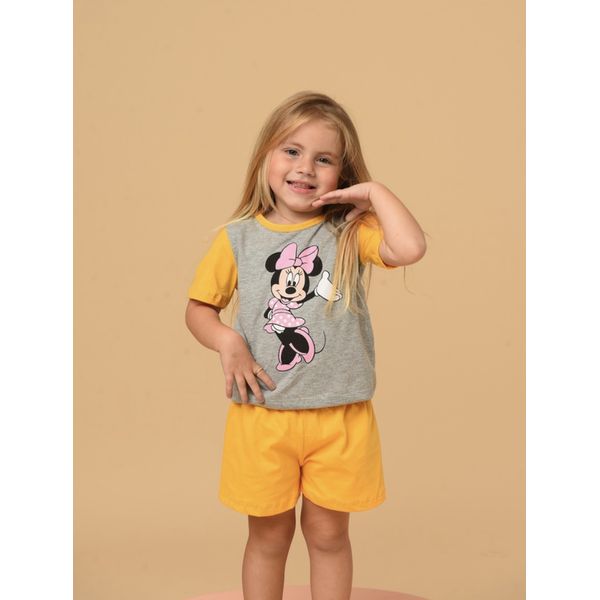 PIJAMA INFANTIL FEMININO - MINNIE CINZA MESCLA