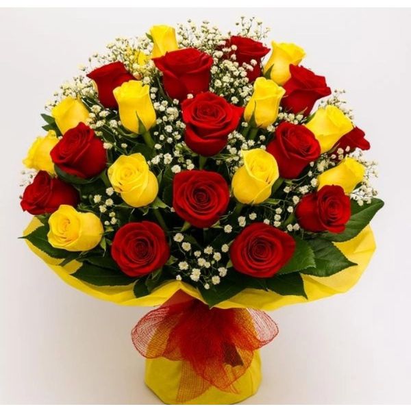 Buque com 20 Rosas Vemelhas e Amarelas