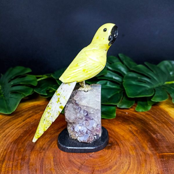Papagaio De Pedra Natural Amarelo M 