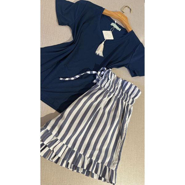 Basic curto | Listrado & Azul