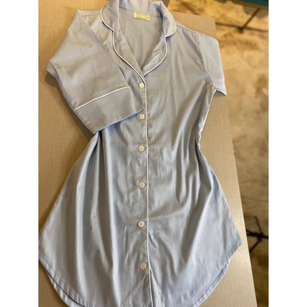 Chemise Mangas 3x4 Azul bebê