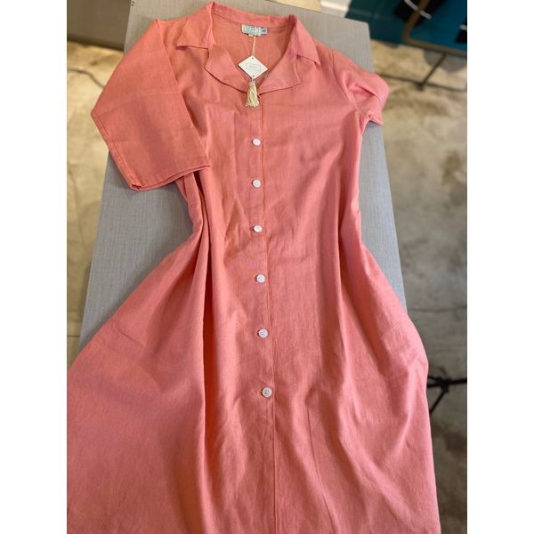 Chemise Mangas 3x4 Linho Rosa