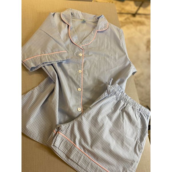 Conjunto Curto Tradicional Xadrez Azul