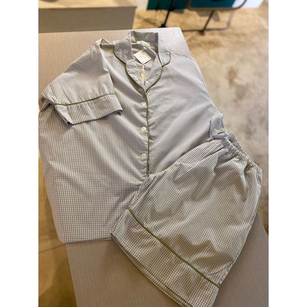 Conjunto Curto Tradicional Masculino Vichy Verde