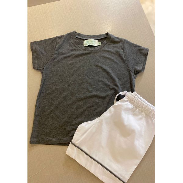 Conjunto Curto Básico Masculino Cinza