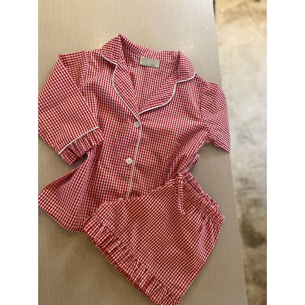 Conjunto Curto Babadinho Vichy Vermelho 