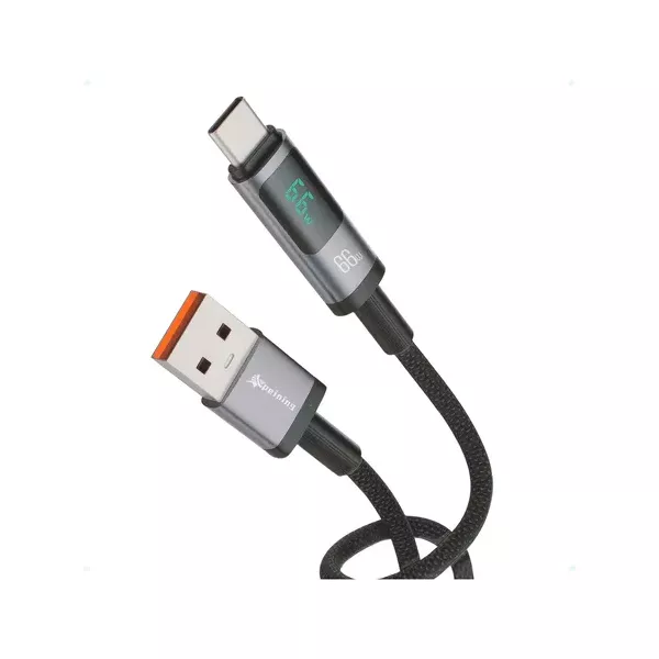 Cabo Carregador Turbo Tipo-c Reforçado Trançado 66w Usb-c Cor Preto