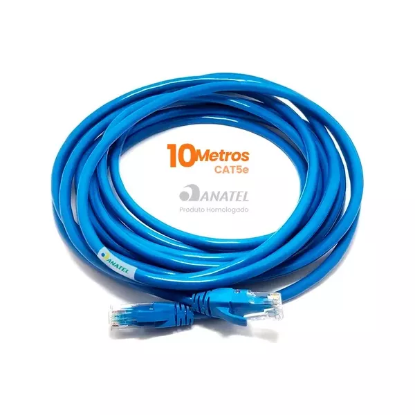 Cabo De Rede 10m Ethernet Lan Rj45 Cat5e C/ 10 Metros