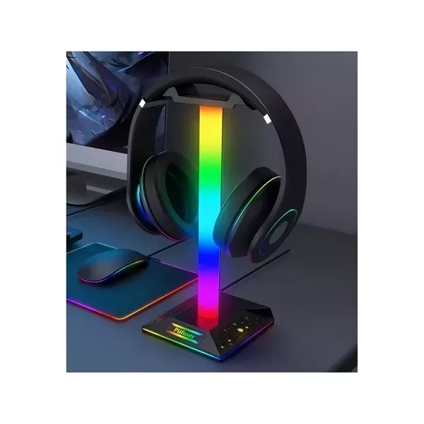 Suporte Fone De Ouvido Headset Efeitos Rgb Com Porta Usb Cor Da Luz Rgb Digital