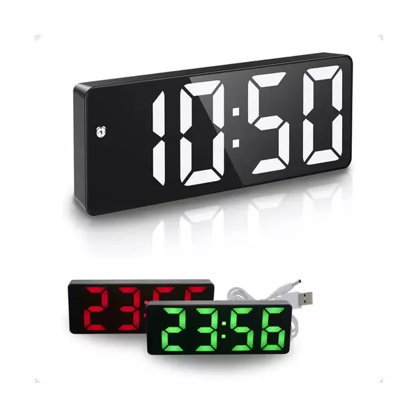 Relógio Digital De Mesa Led Com Data E Alarme Relógio Led Visor 12/24h 